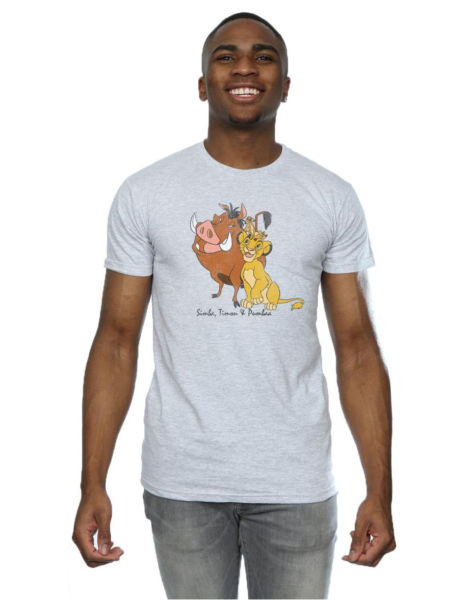 The Lion King Mens Classic Simba Timon & Pumba Heather T-Shirt - Heather Grey - 3