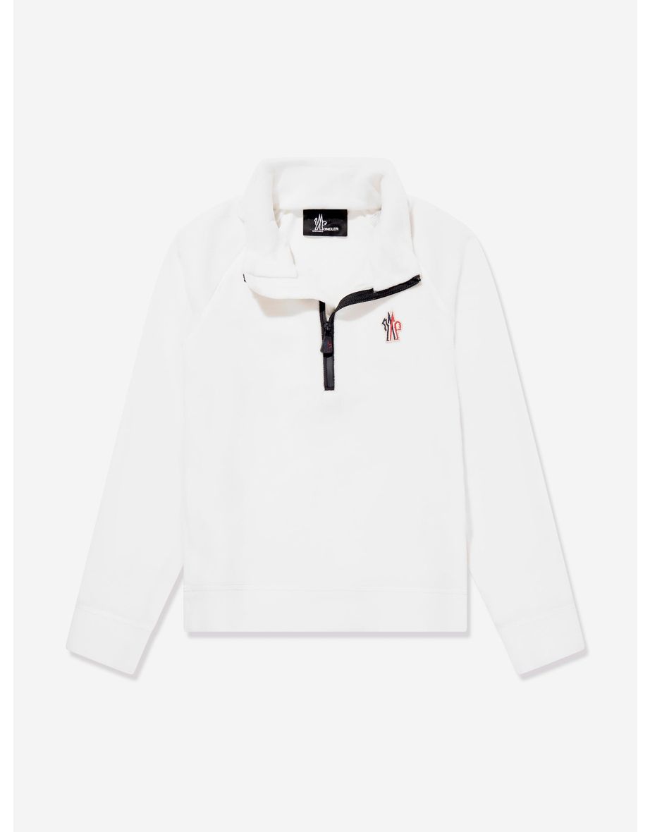 Moncler Enfant Kids Grenoble Half Zip Sweatshirt in White