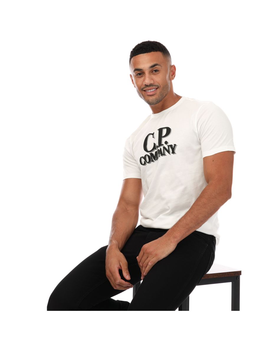 Men's C.P. Company Logo Print T-Shirt in White - 3