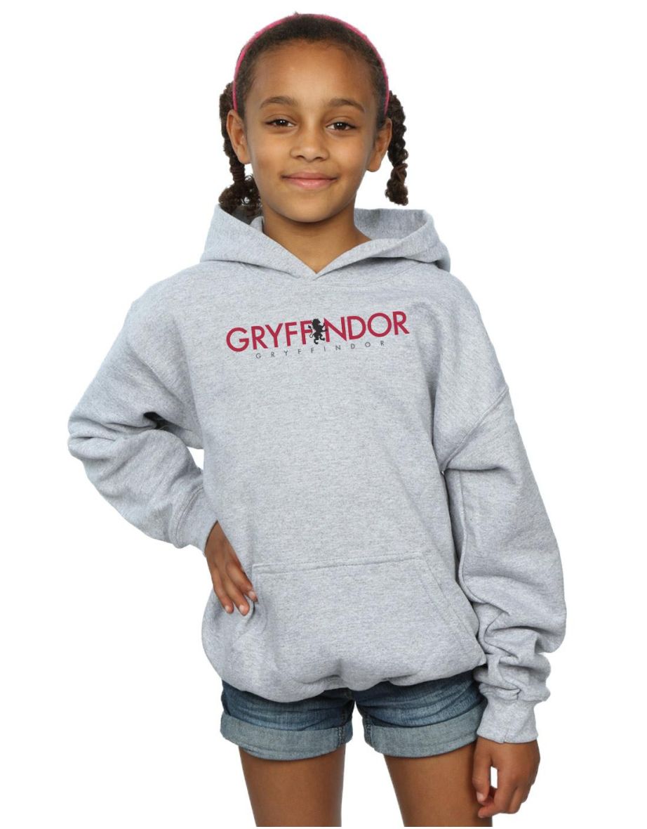 Shop Harry Potter Girls Gryffindor Text Hoodie Sports Grey Online in Qatar VogaCloset