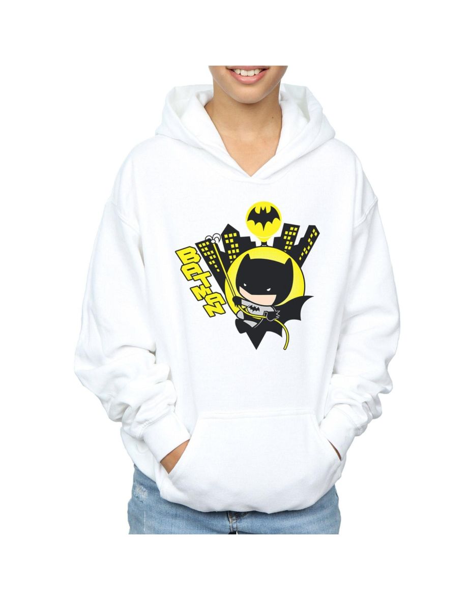 DC Comics Boys Chibi Batman Swinging Hoodie - White - 3