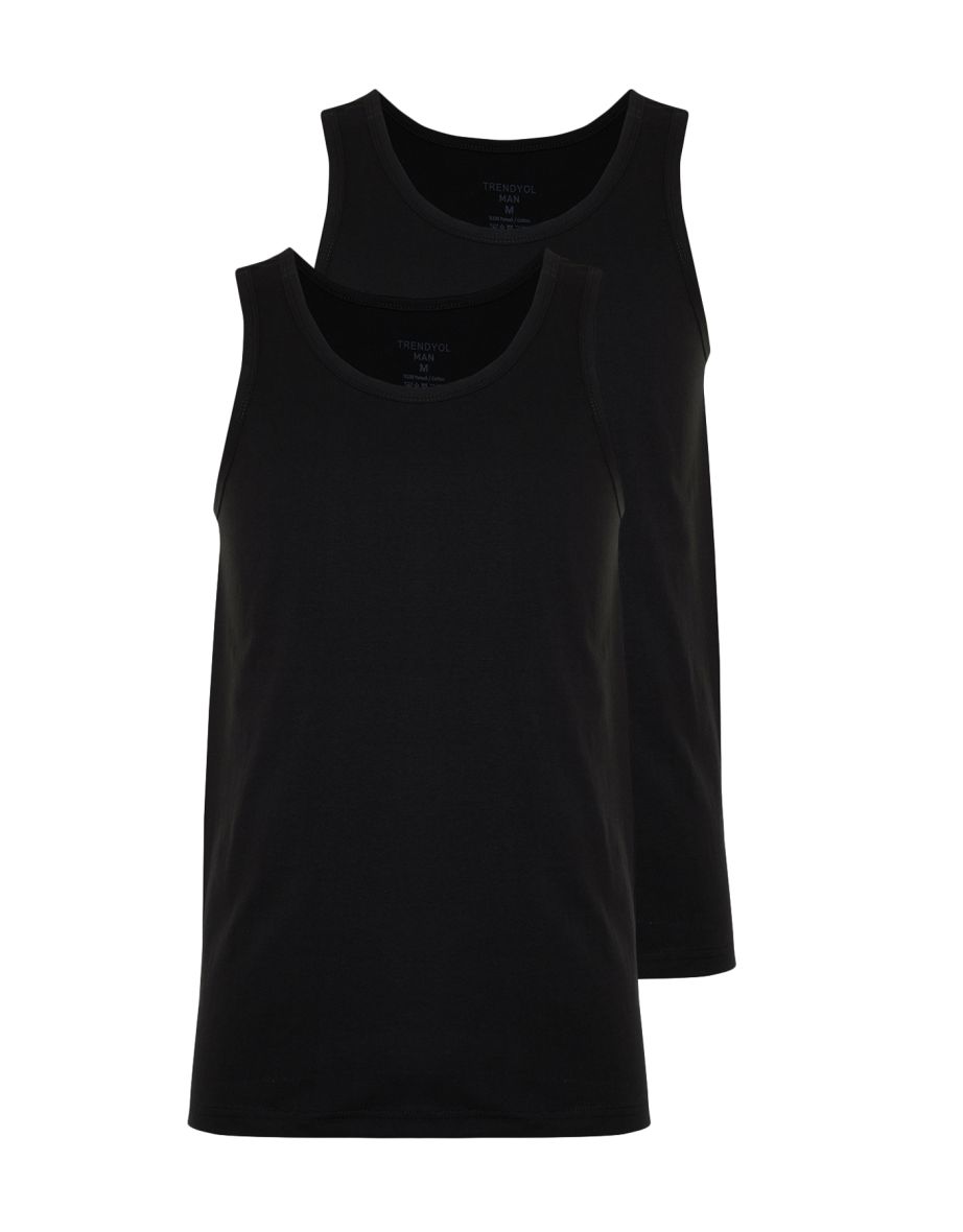Men's Black Basic 2-Pack Underwear Undershirt