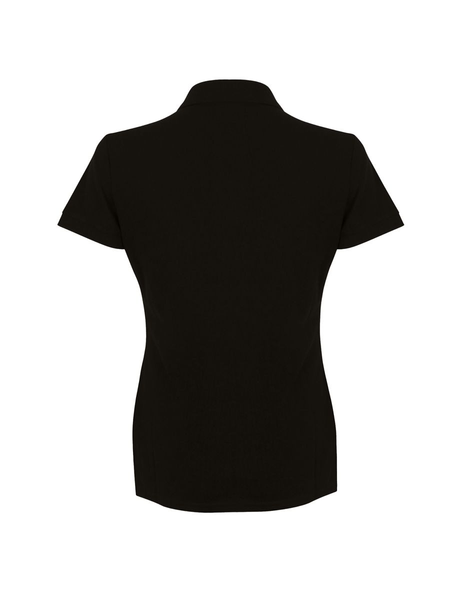 Henbury Womens/Ladies Micro-Fine Short Sleeve Polo Shirt - Black - 1