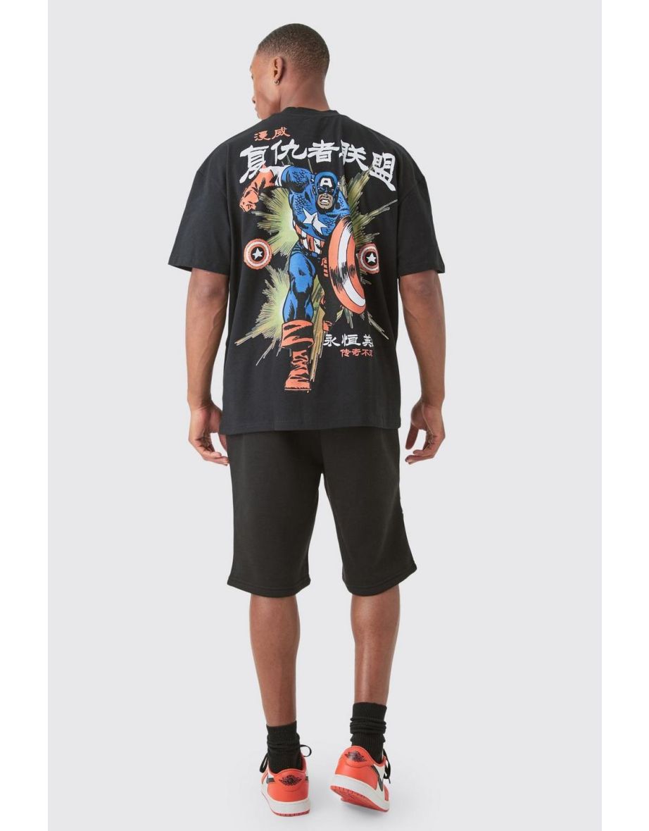 Oversized Captain America Large Scale License T-shirt - black - 2