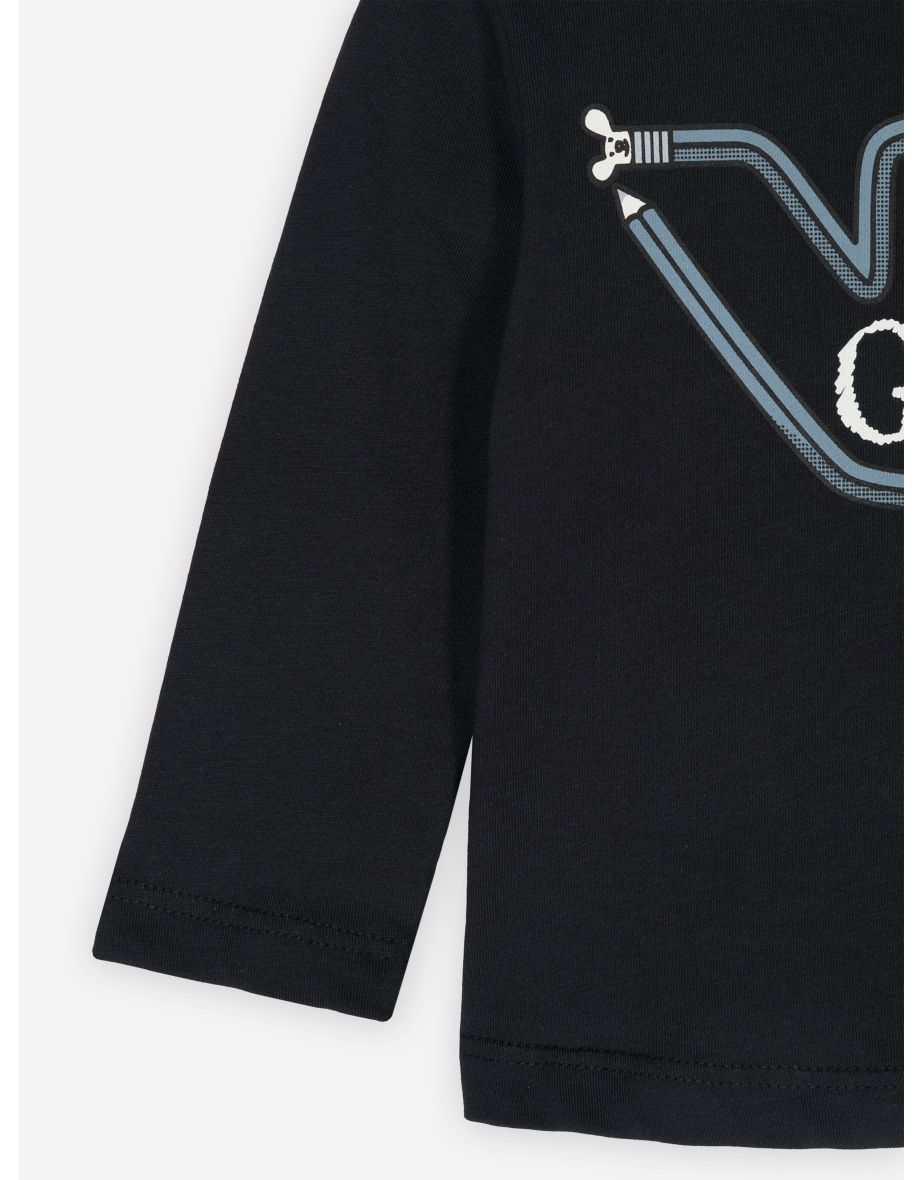 Emporio Armani Baby Boys Long Sleeve T-Shirt in Navy - 2