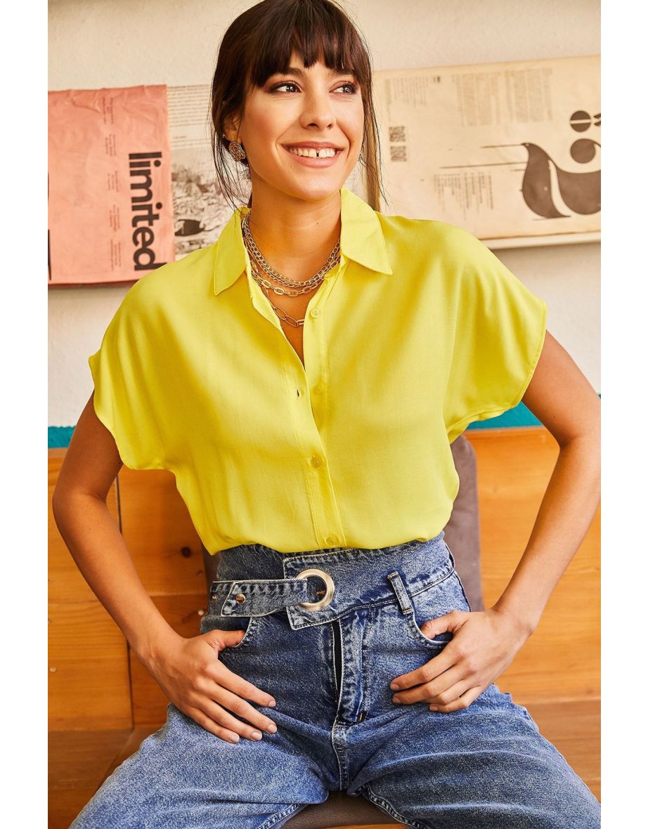 Women's Yellow Bat Viscose Shirt - 4