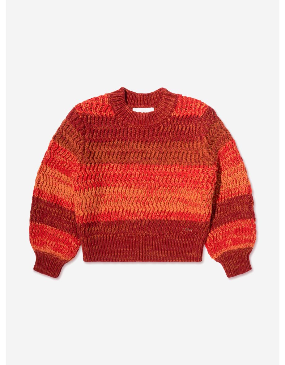 Girls Knitted Gradient Jumper in Crimson