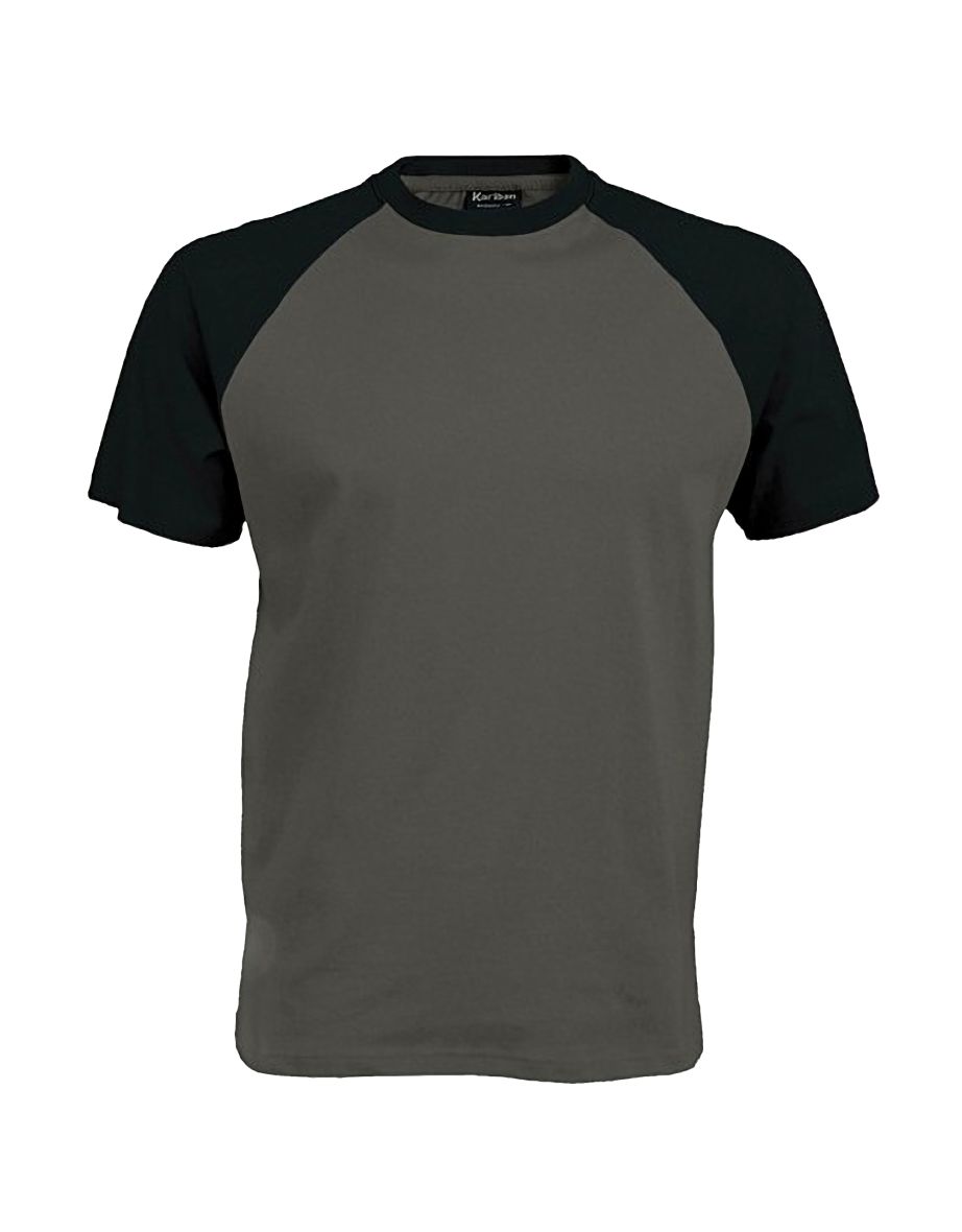 Kariban Mens Short Sleeve Baseball T-Shirt - Slate Grey/Black - 1