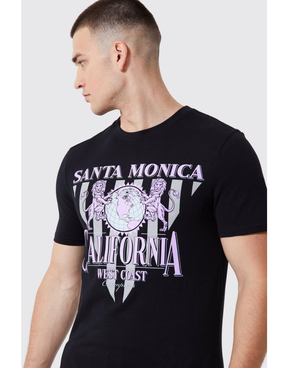 Tall Muscle Fit Santa Monica Graphic T-shirt - black - 2