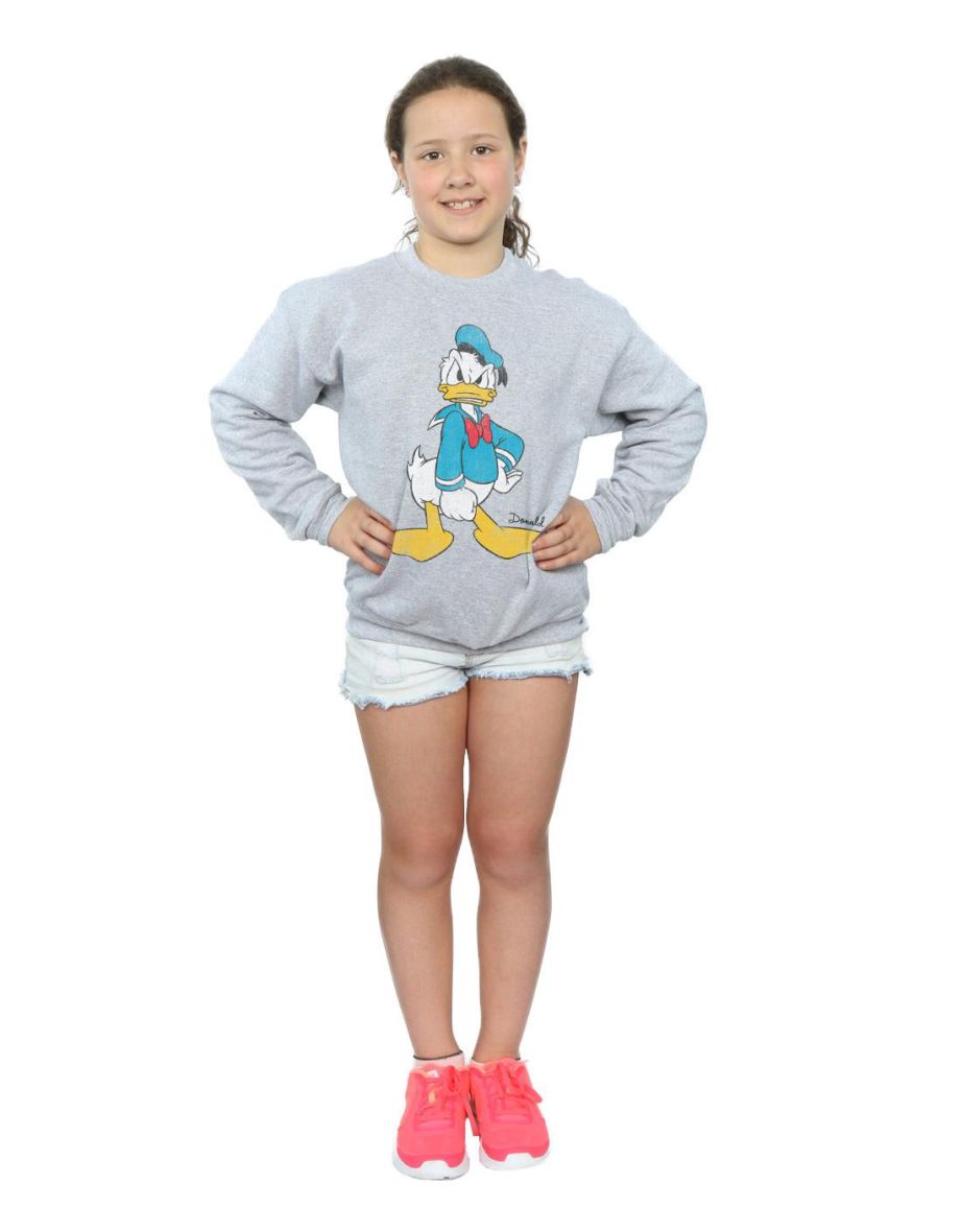 Disney Girls Donald Duck Angry Sweatshirt - Sports Grey - 3
