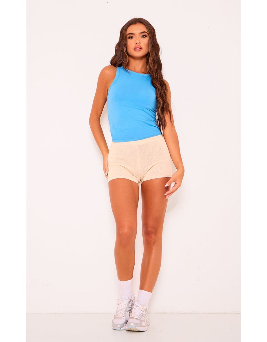 Bright Blue Cotton Racer Vest Top