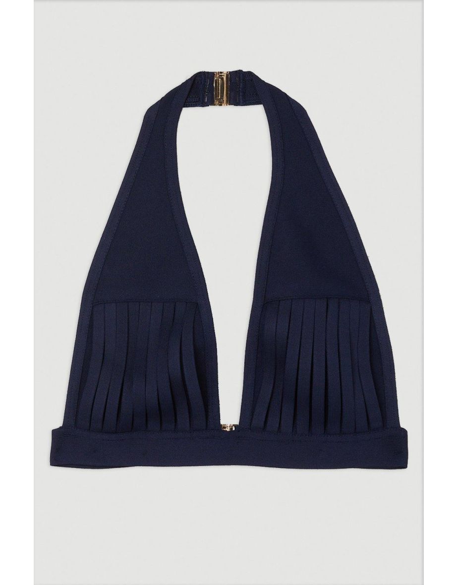 Bandage Sheer Stripe Halter Neck Top - 3