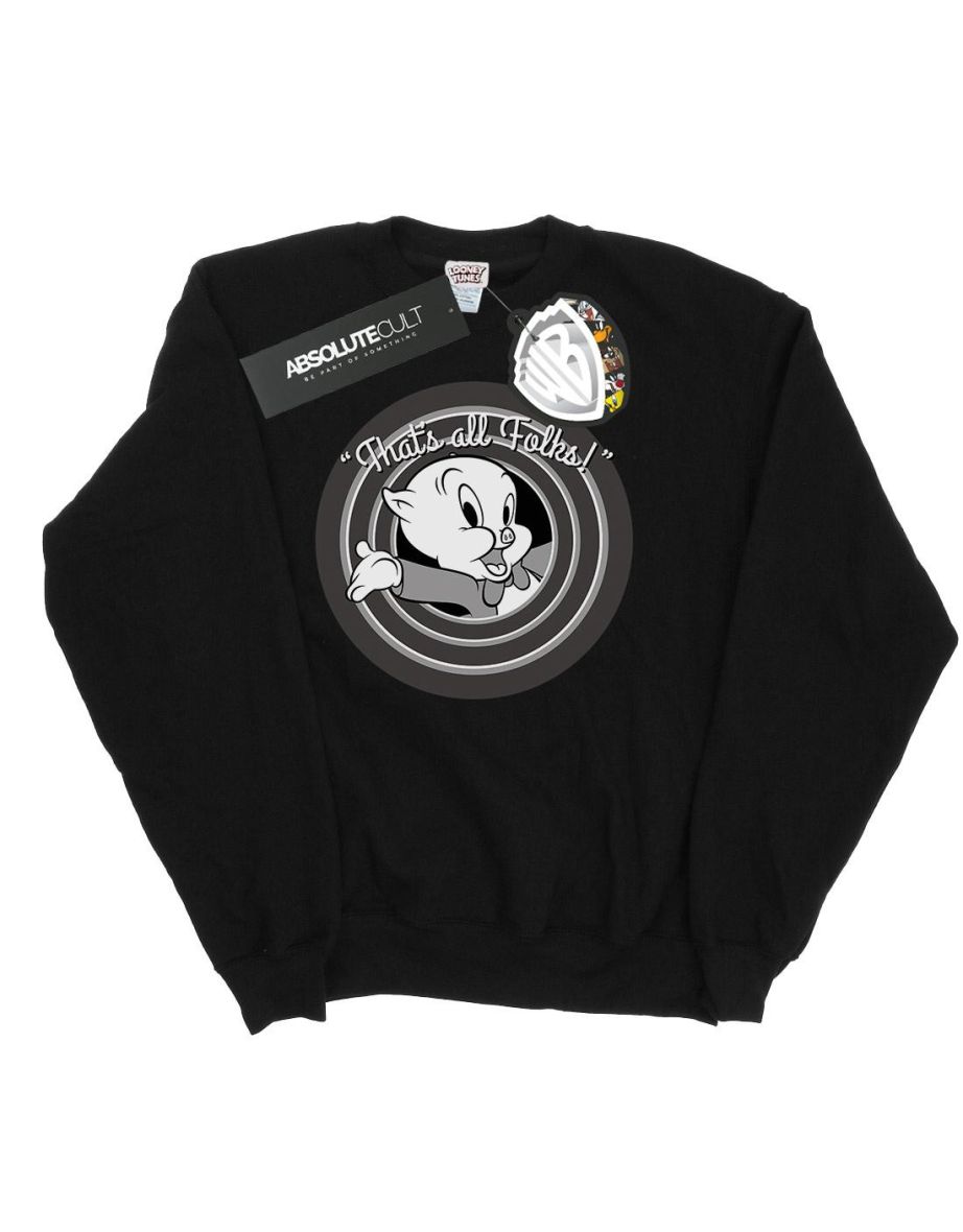 Looney Tunes Boys Porky Pig That´s All Folks Sweatshirt - Black