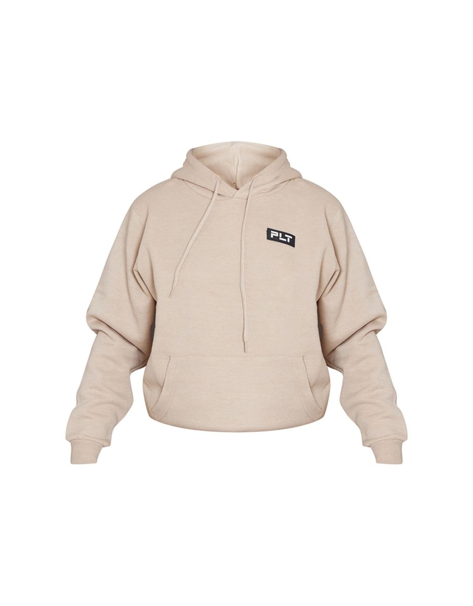 PRETTYLITTLETHING Sand Logo Badge Detail Oversized Hoodie - 4