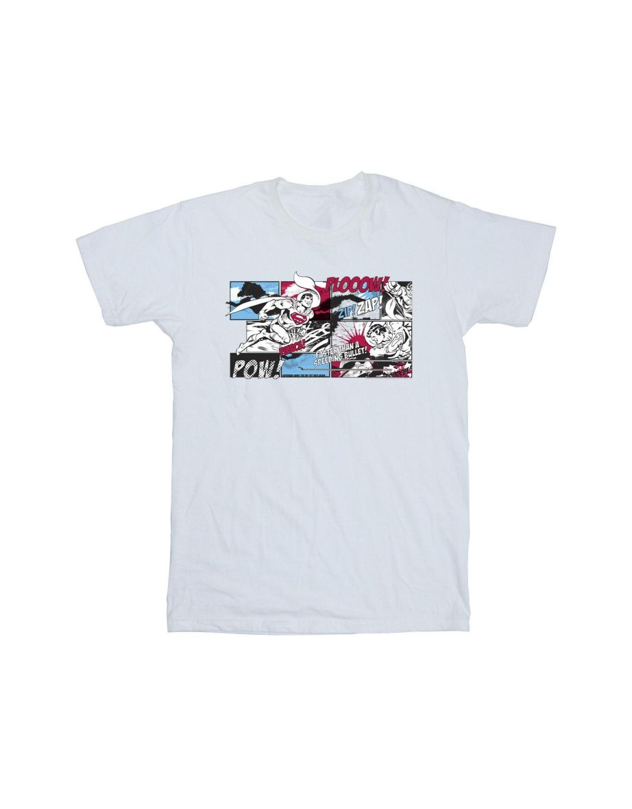 DC Comics Girls Superman Comic Strip Cotton T-Shirt - White