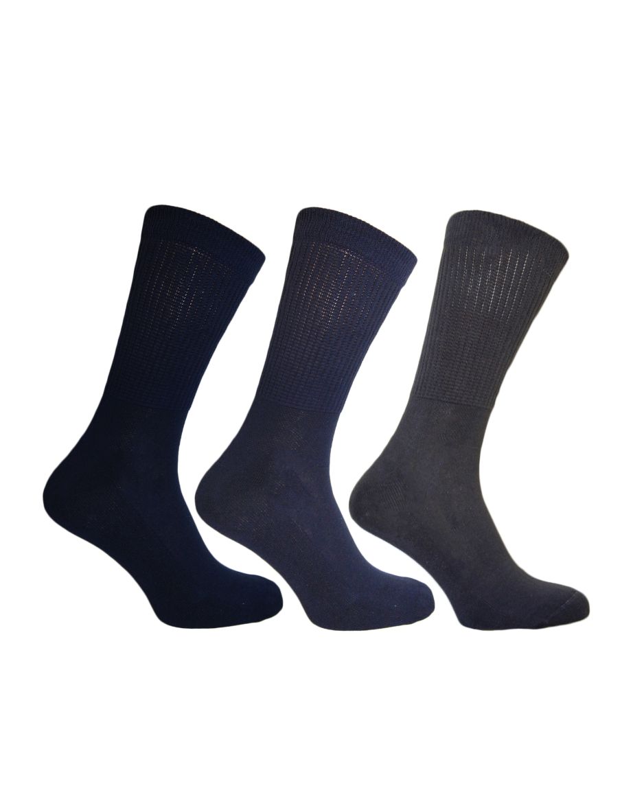 Simply Essentials Mens Big Foot Memory Cushioned Socks (Pack Of 3) - Shade of Blue
