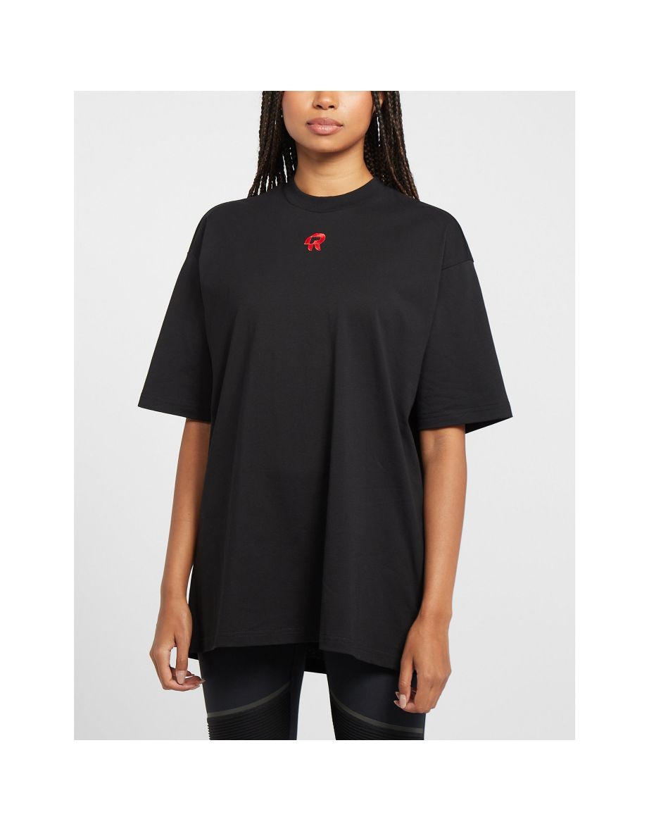 Women's Red Run Inky Oversized T-Shirt in Black
