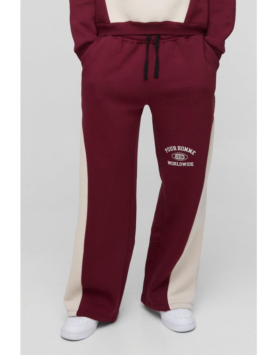 Oversized Colour Block Pour Homme Jogger - burgundy