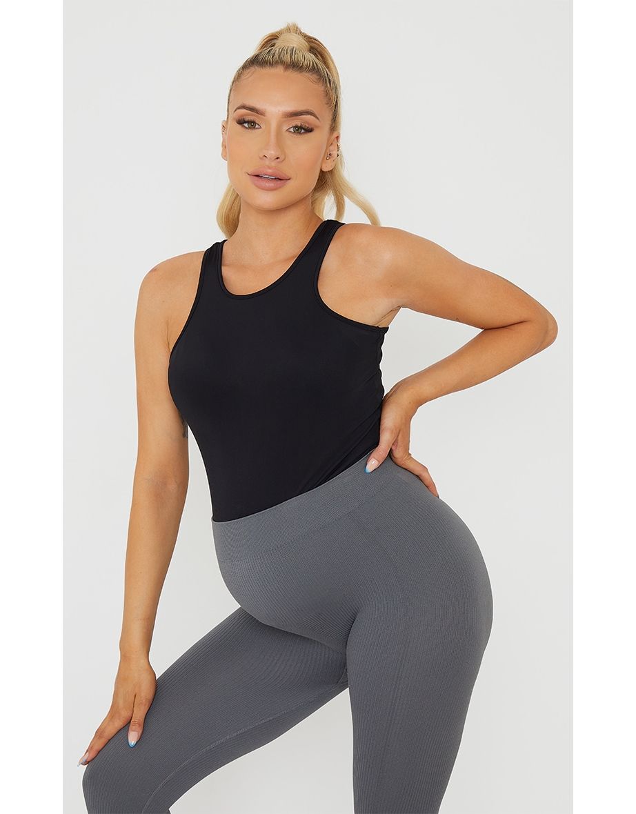 Maternity Black Slinky Fitted Racer Top
