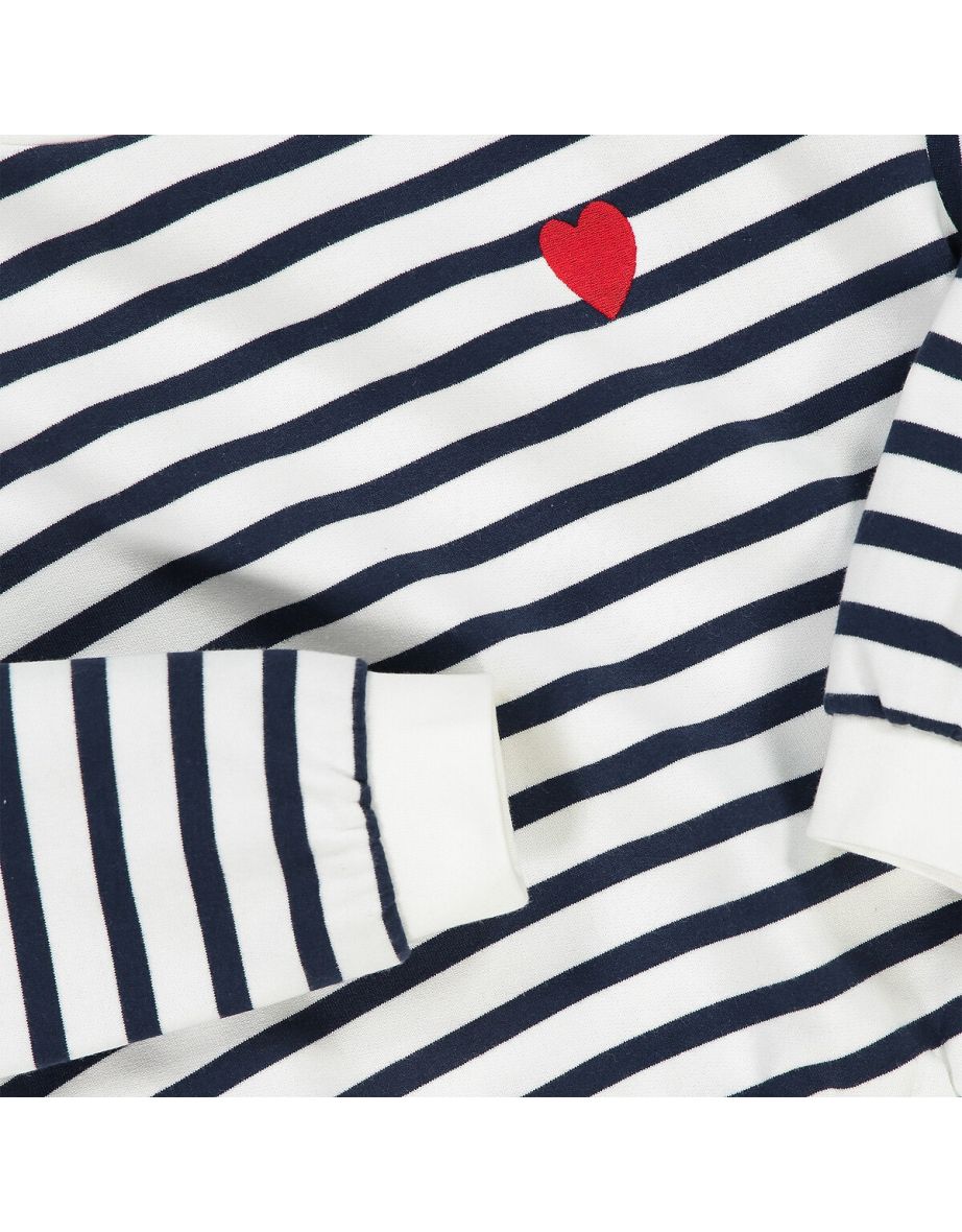 Organic Cotton Mix Sweatshirt in Striped Print with Crew Neck - 4