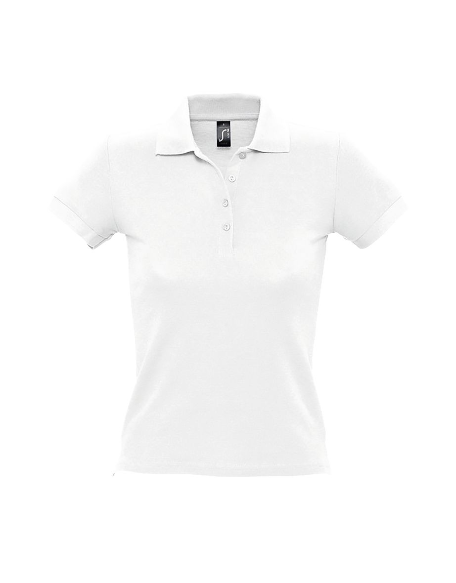 SOLS Womens/Ladies People Pique Short Sleeve Cotton Polo Shirt - White