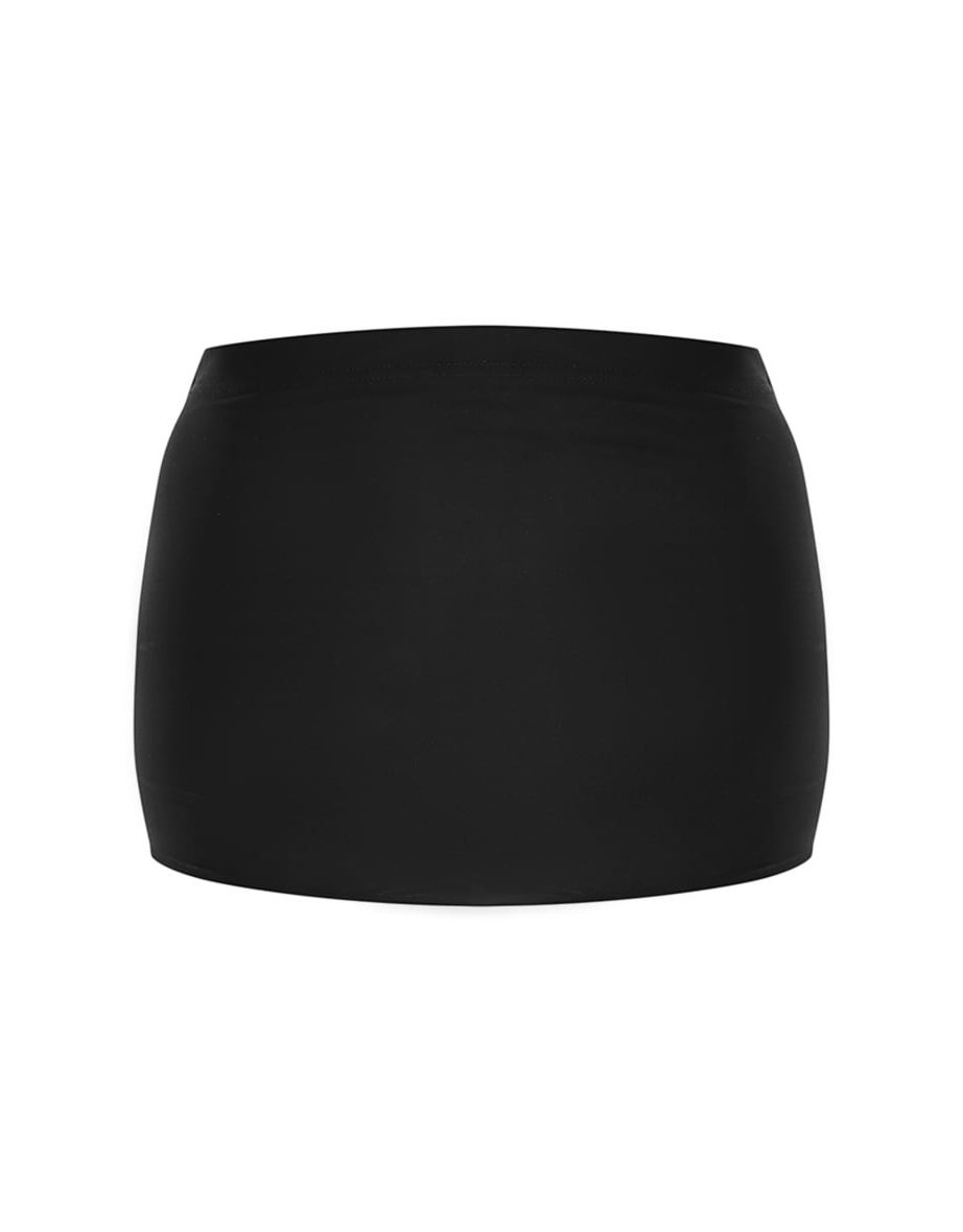 Petite Black Slinky Basic Low Rise Extreme Micro Mini Skirt - 5