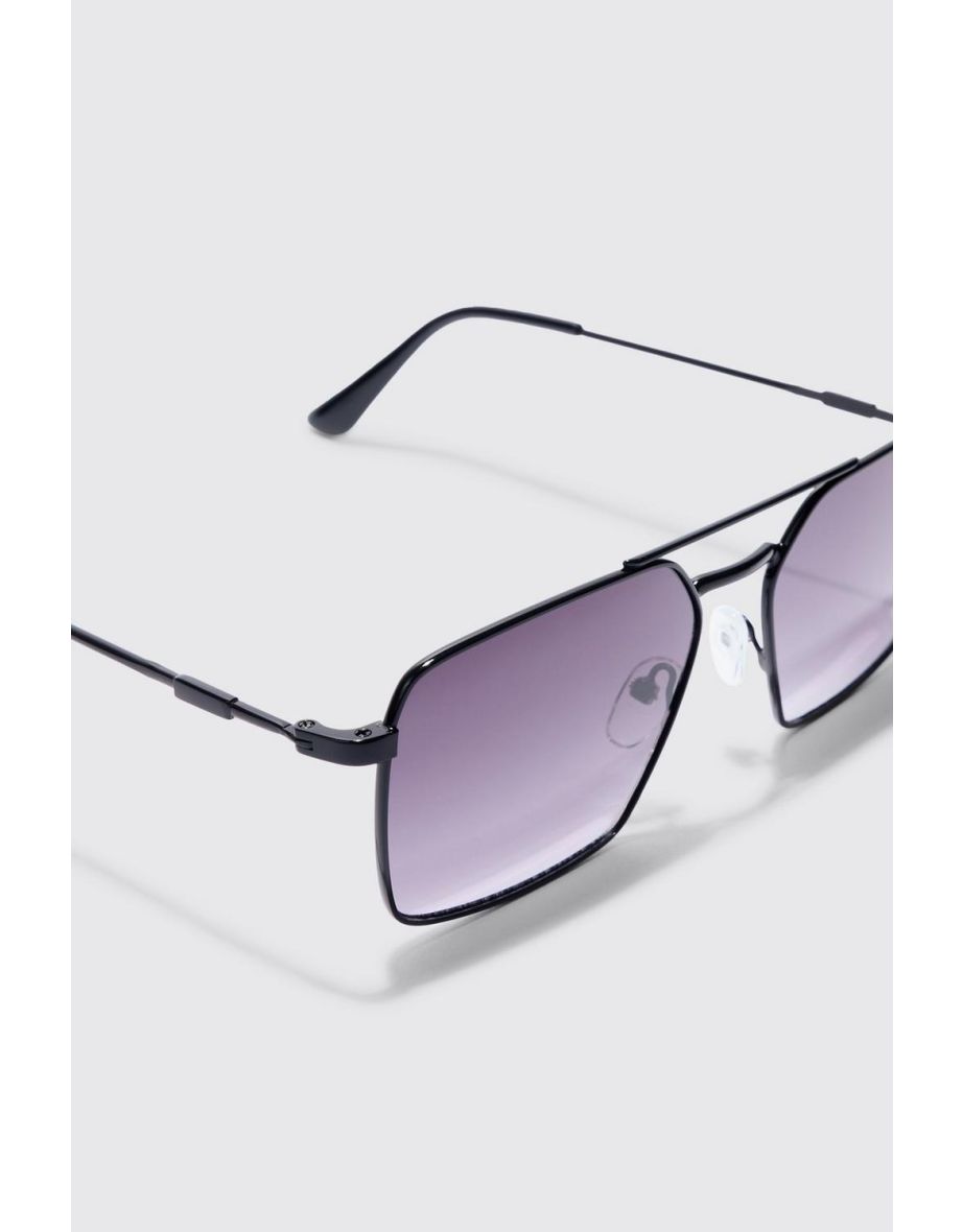 Square Aviator Sunglasses - black - 3