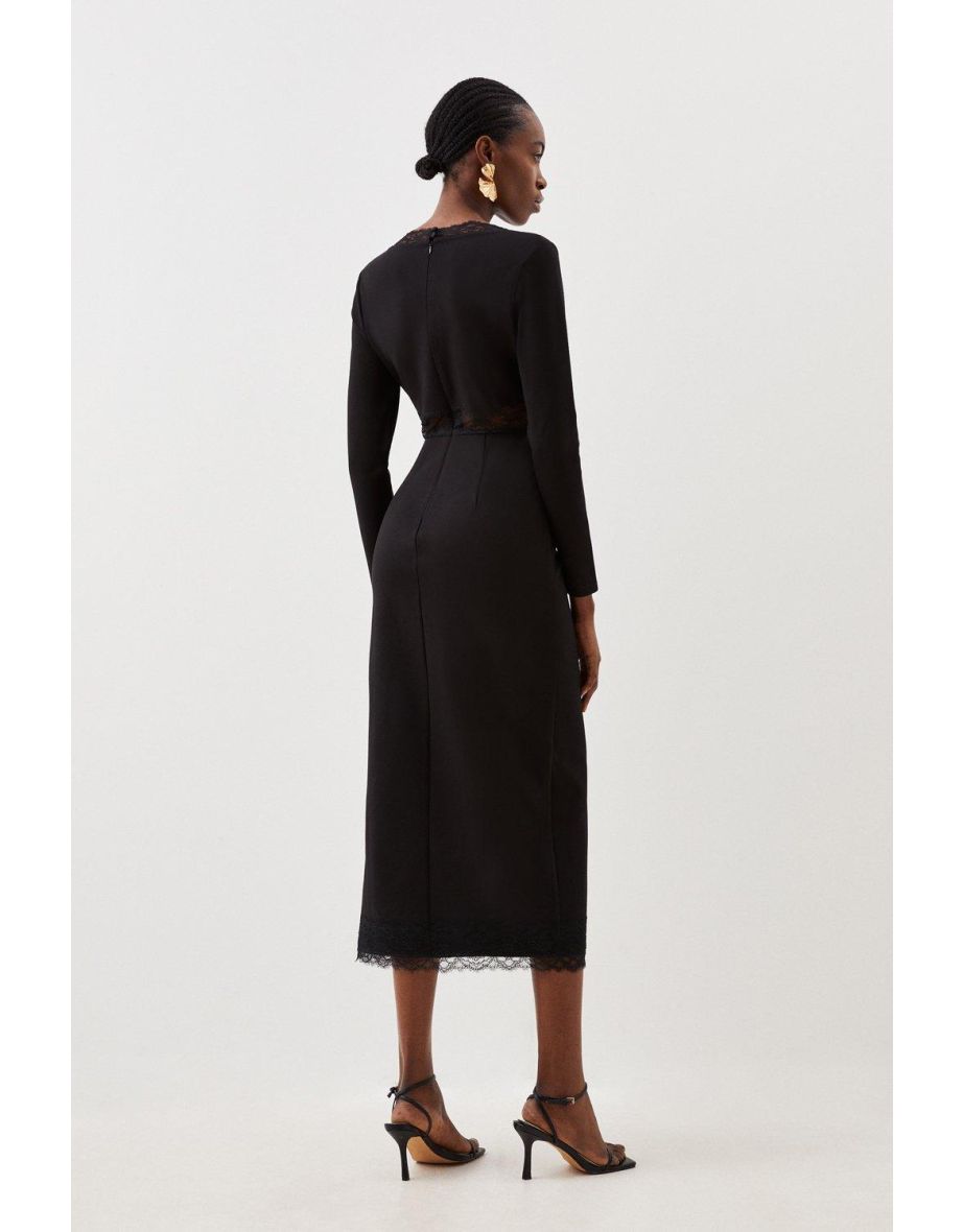 Tall Jersey Lace Thigh Split Midi Dress - 2