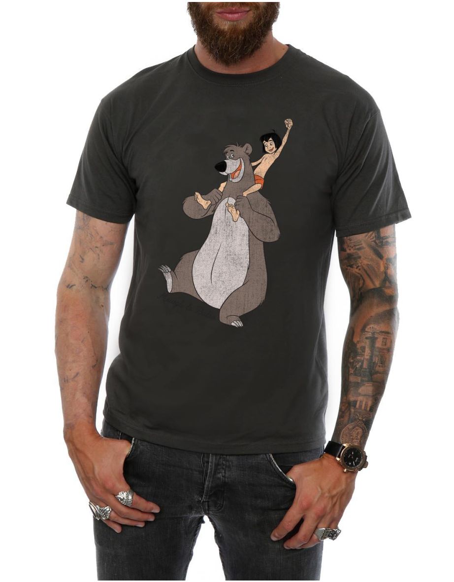 Disney Mens The Jungle Book Classic Mowgli And Baloo T-Shirt - Light Graphite - 2