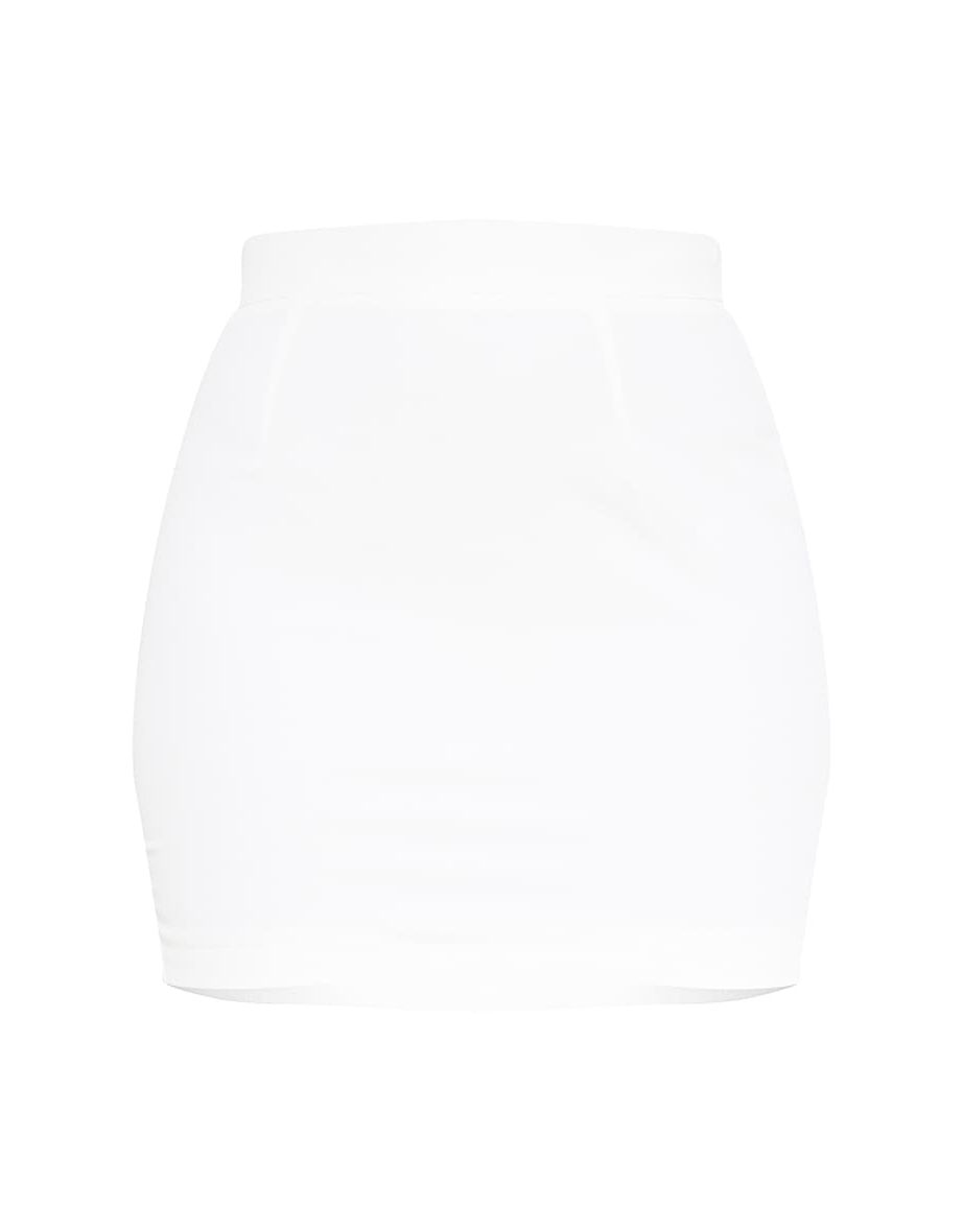 White Woven Mini Tailored Skirt - 5