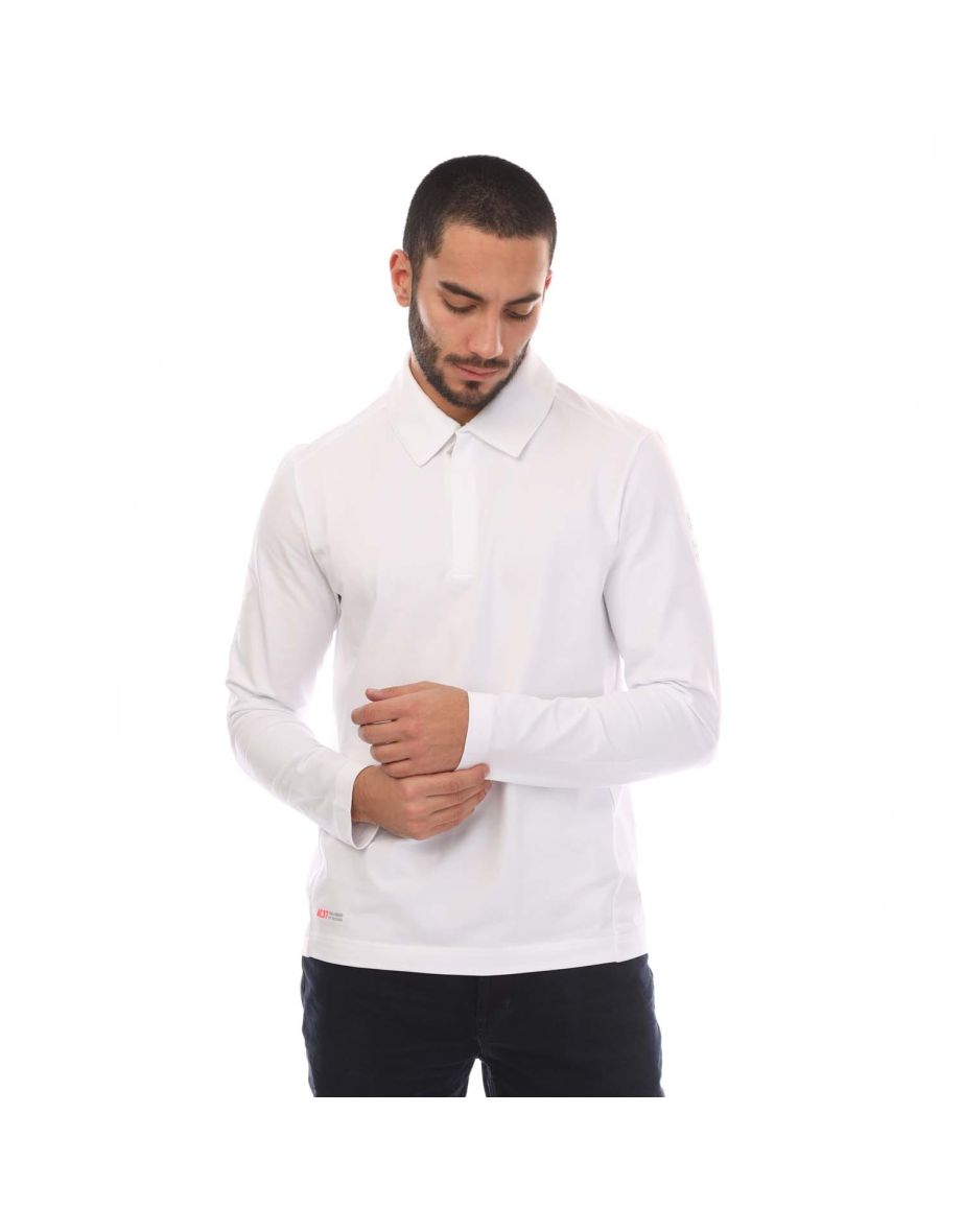 Men's Belstaff Stretch Cotton Challenger Long Sleeve Polo Shirt in White