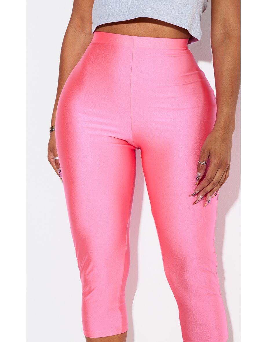 Shape Hot Pink Disco Slinky Cropped Leggings - 3