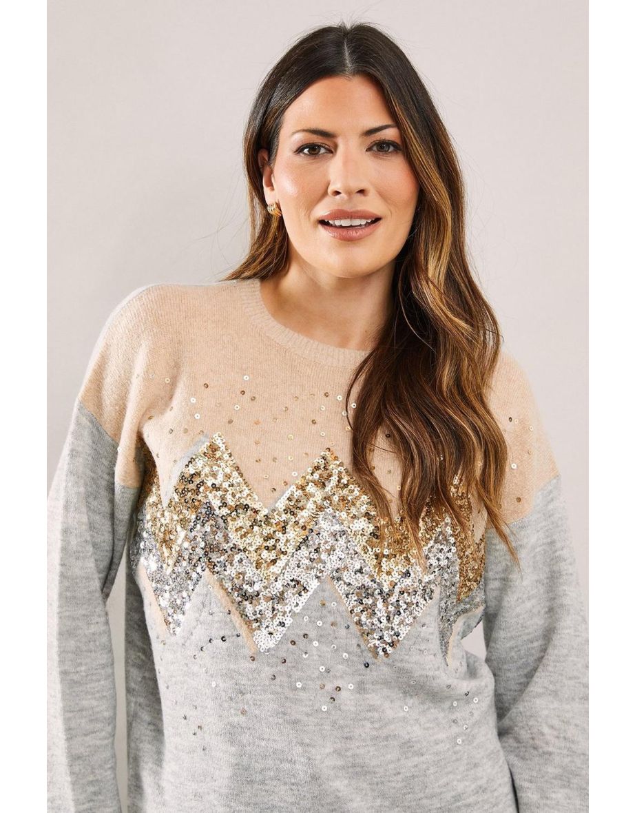 Sequin Zig Zag Jumper - 3