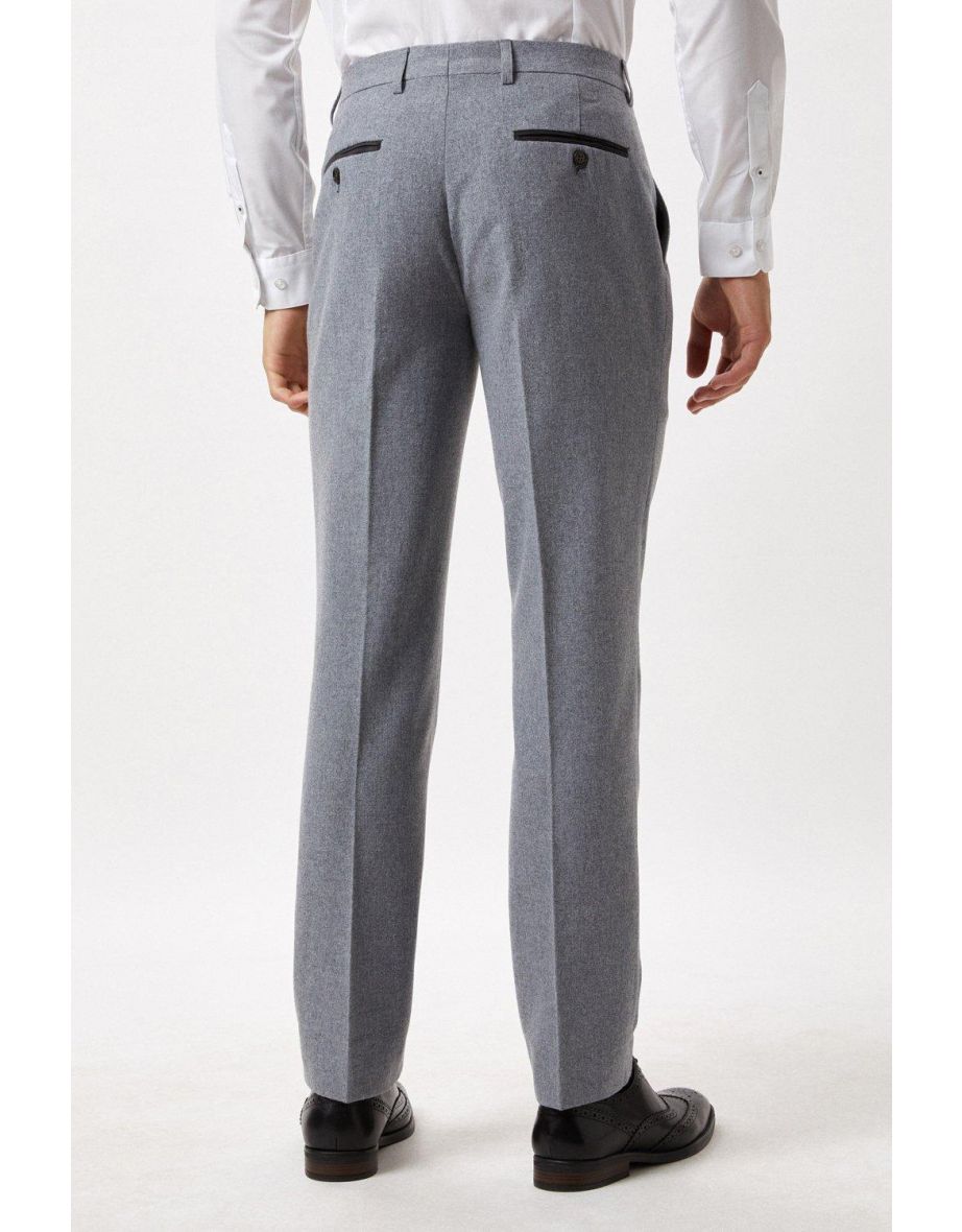 Slim Fit Grey Tweed Suit Trouser - 2