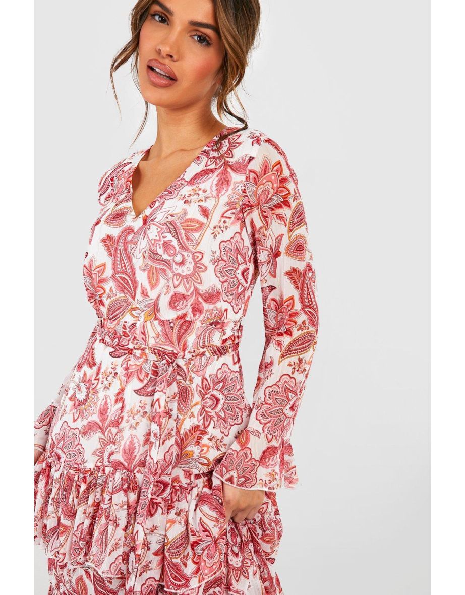 Printed Ruffle Hem Maxi Dress - 3