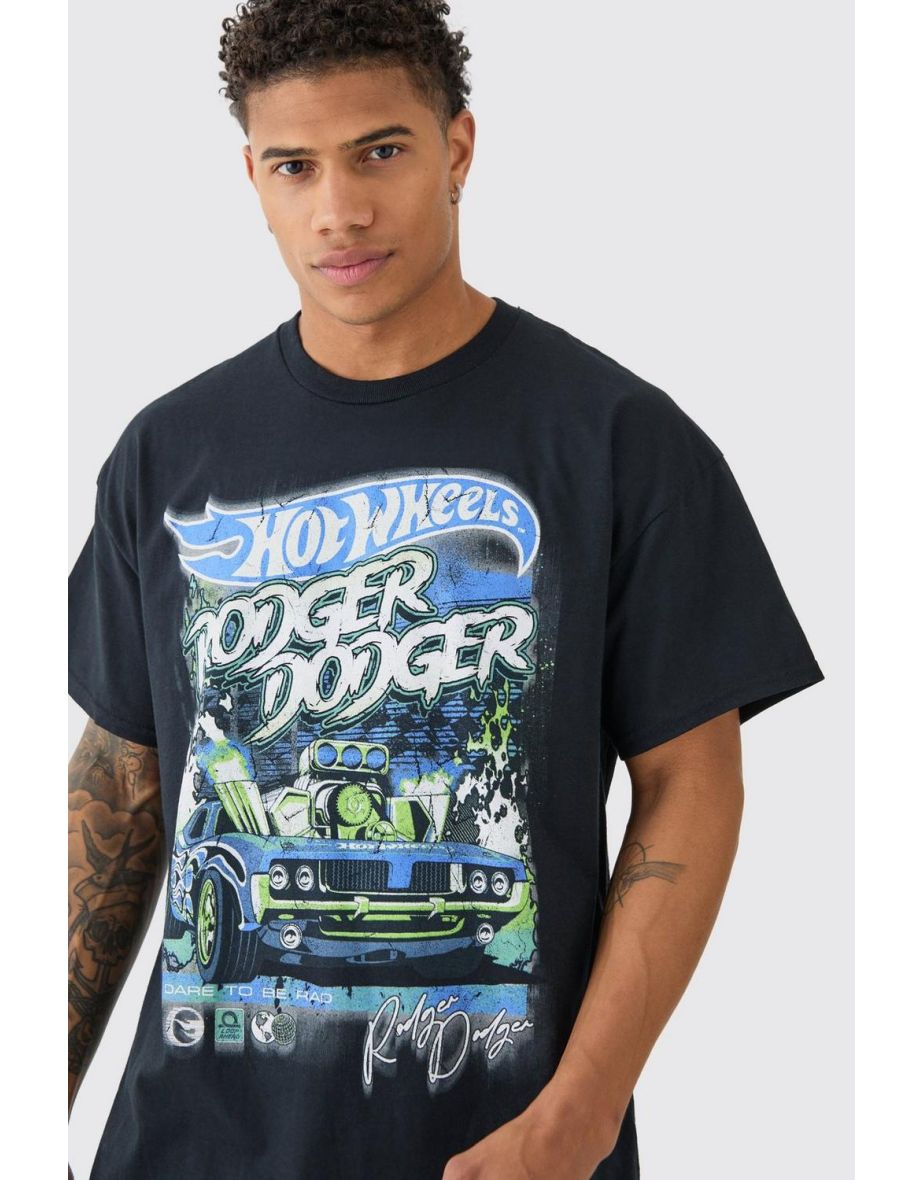 Oversized Hotwheels Racing License Print T-shirt - black - 2