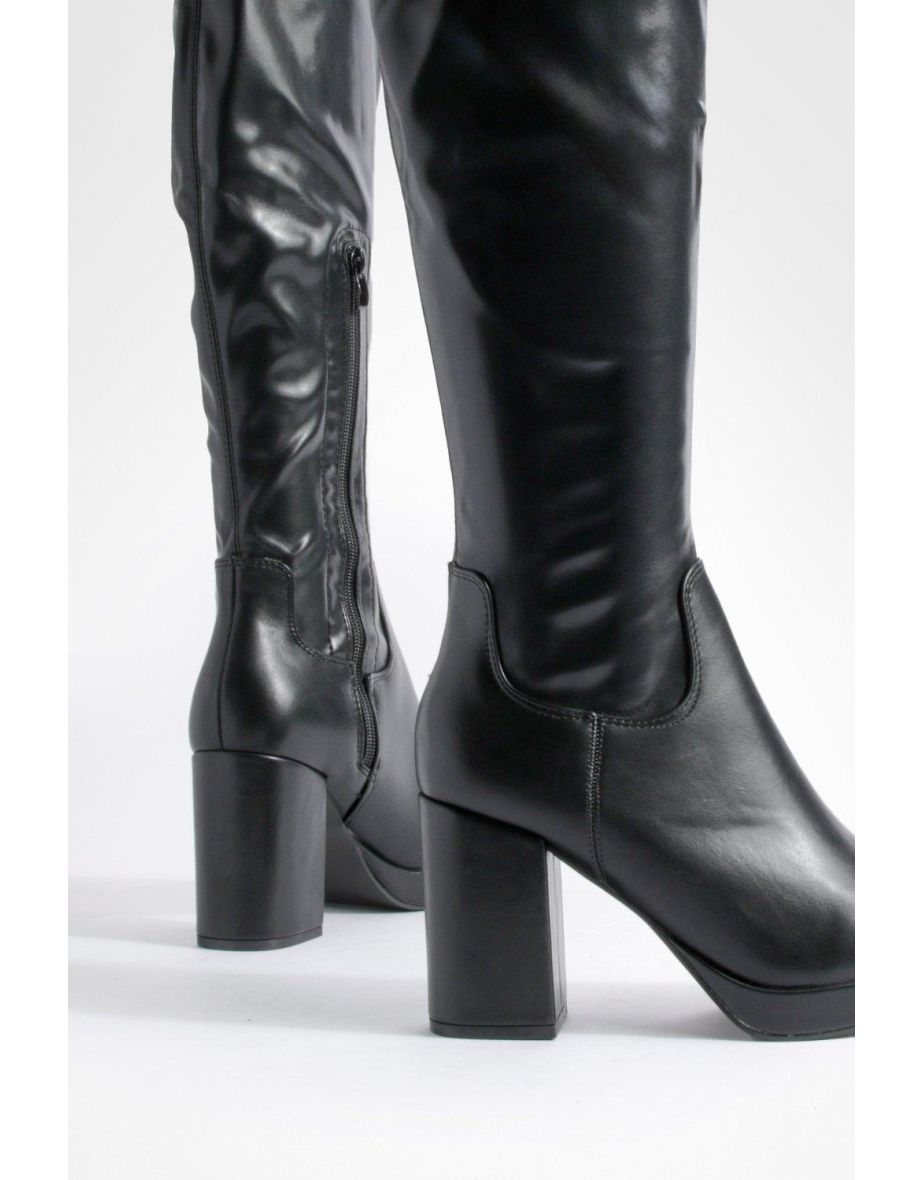 Platform Stretch Over The Knee Boots - 3