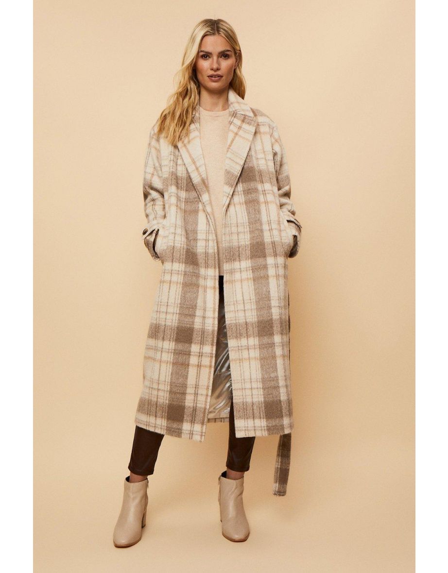 Beige shop check coat