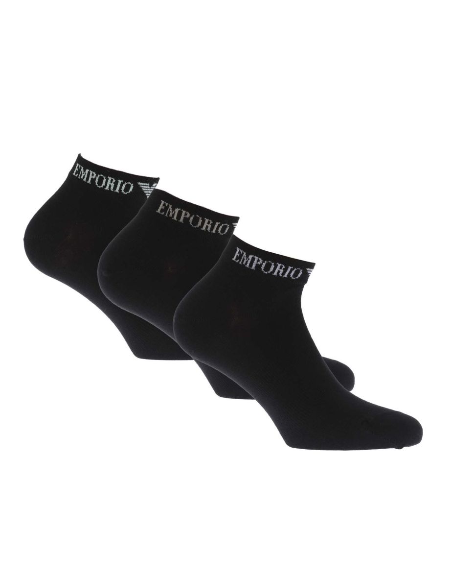 Men's Emporio Armani 3 Pack of Ankle Socks in Black
