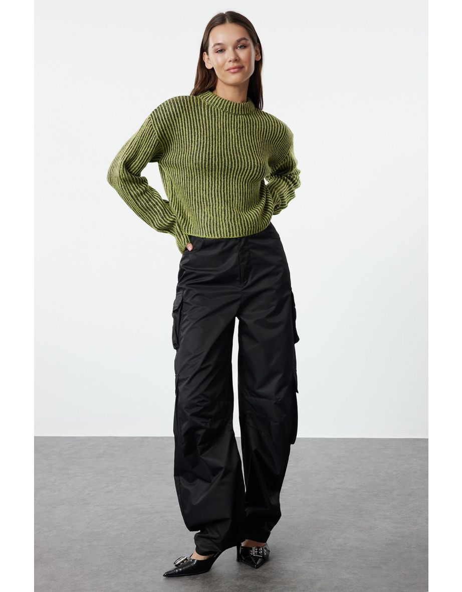 Anthracite Crop Gradient Knit Sweater