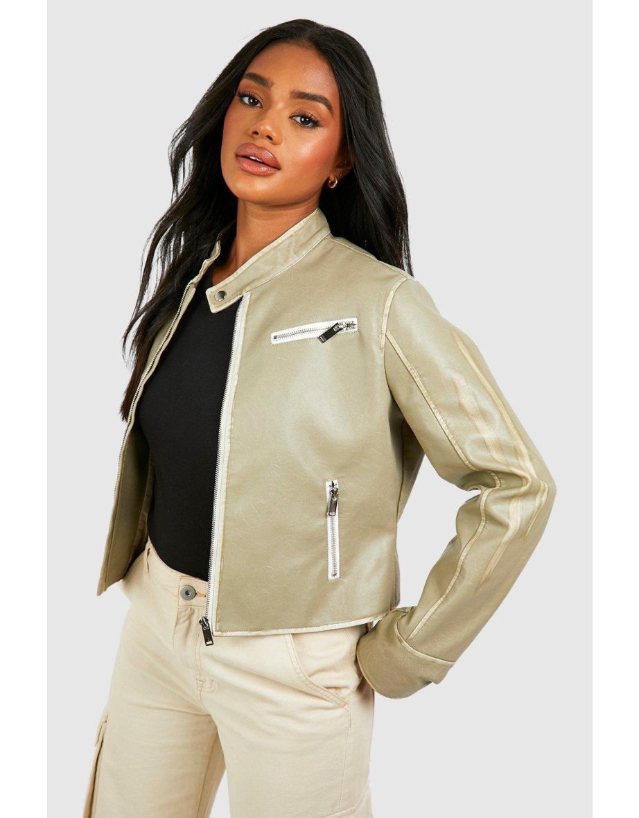 Fitted faux leather jacket ladies best sale