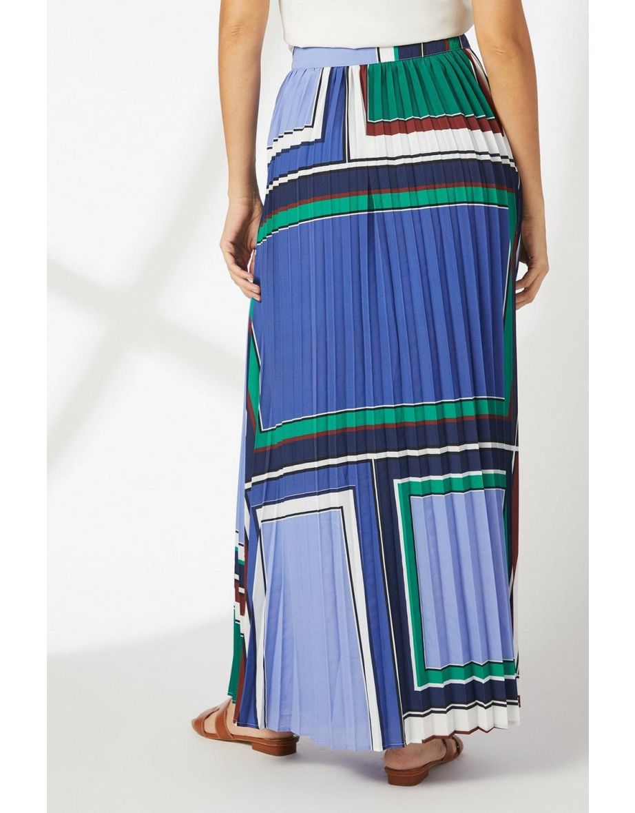 Scarf Print Pleated Maxi Skirt - 3