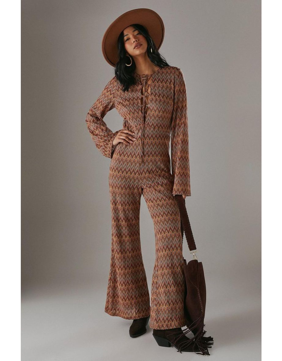 Crochet Lattice Front Retro Jumpsuit