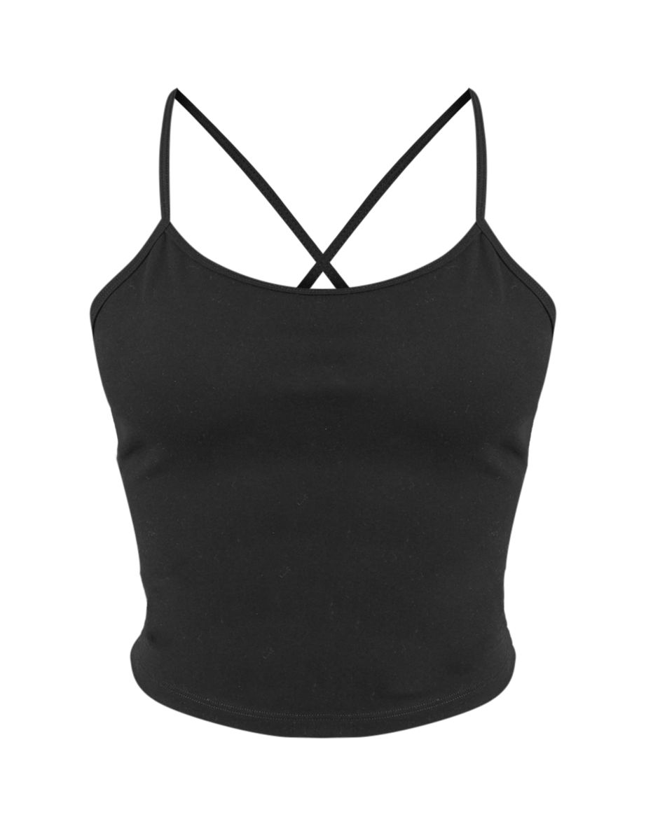 Petite Black Contour Sculpt Cross Over Back Cami Top - 4