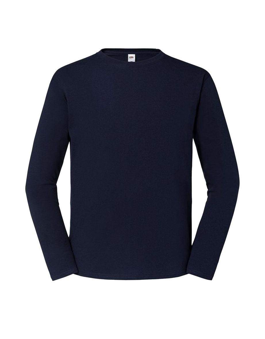 Fruit of the Loom Mens Iconic 195 Premium Ringspun Cotton Long-Sleeved T-Shirt - Deep Navy