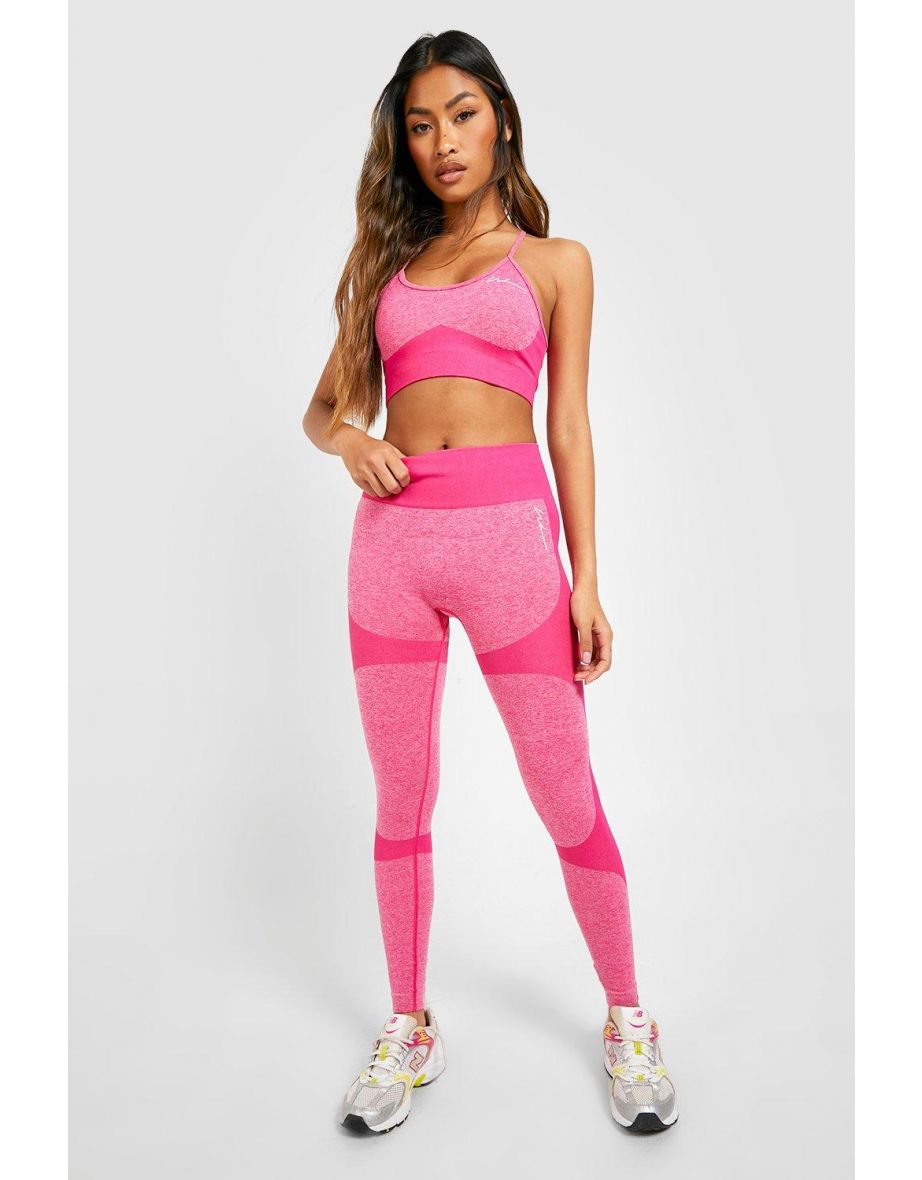 Seamless Contrast Active Legging - hot pink