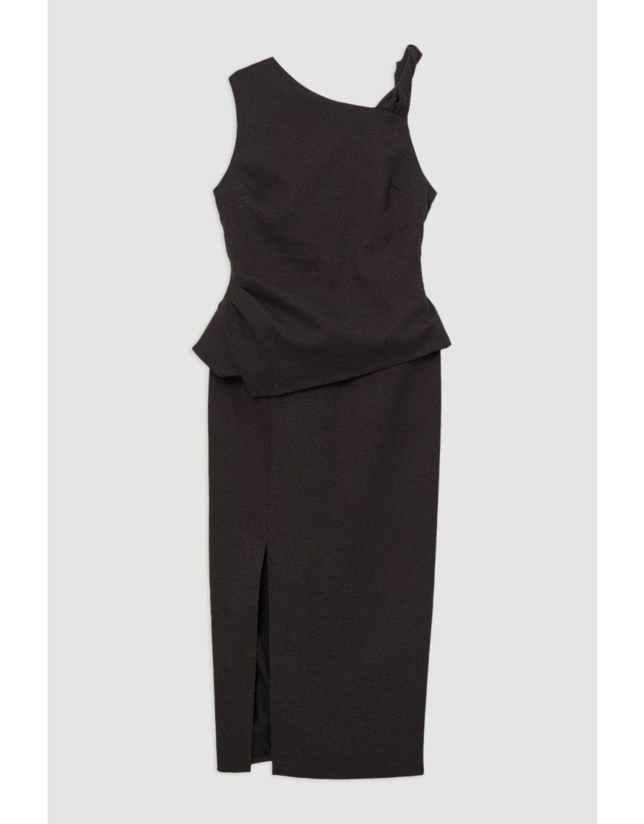 Flannel Asymmetrical Tailored Fitted Midaxi Dress - 3