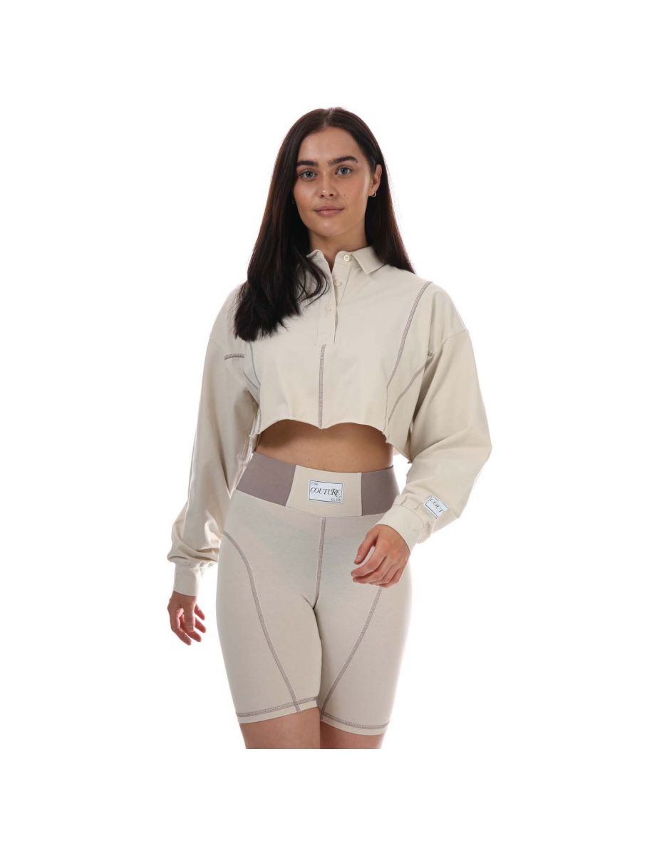 Women's Couture Club Woven Label Detail Rugby Shirt in White