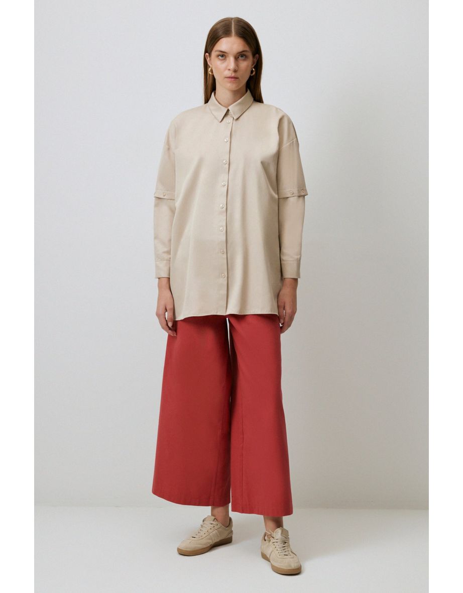 POPLIN SHIRT WITH DETACHABLE SLEEVES