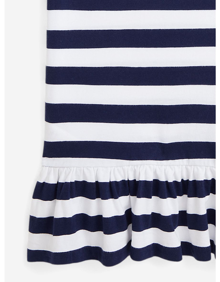 Girls Striped Polo Bear T-Shirt Dress in Navy - 3
